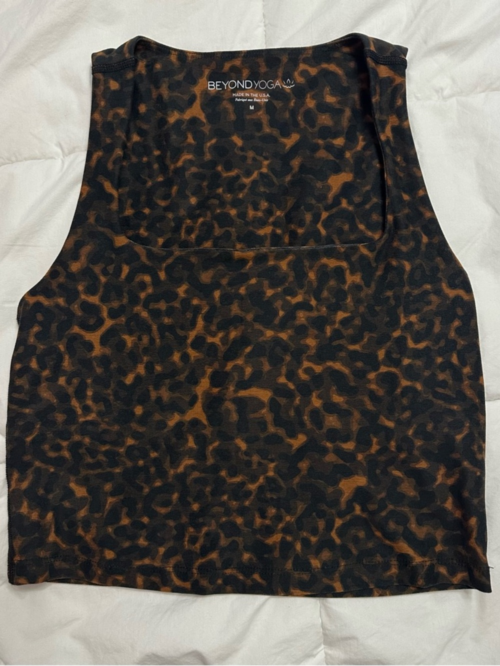 Beyond Yoga Leopard Print Crop Tank in Black and Brown